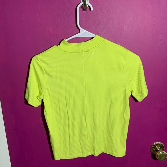 Neon Yellow Ribbed Top - Picture 2 of 3